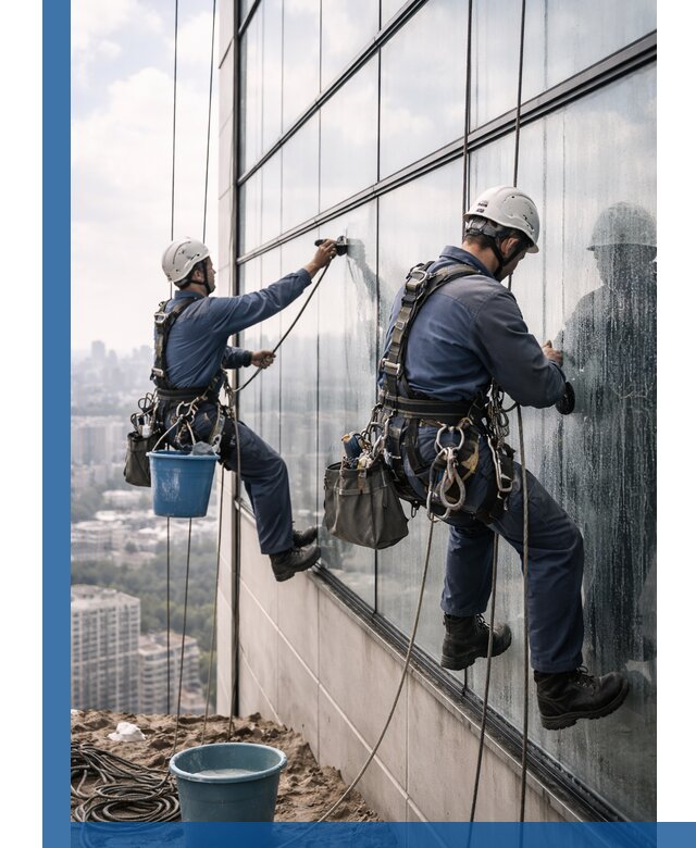 Профессиональная мойка фасадных окон альпинистами в Щербинке