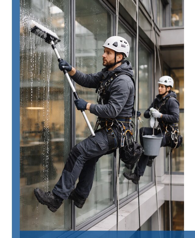 Профессиональная мойка витражей промышленными альпинистами в Щербинке