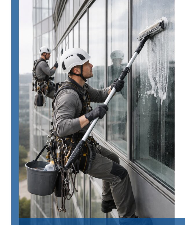 Высотная мойка сплошного остекления с выездом в Щербинке