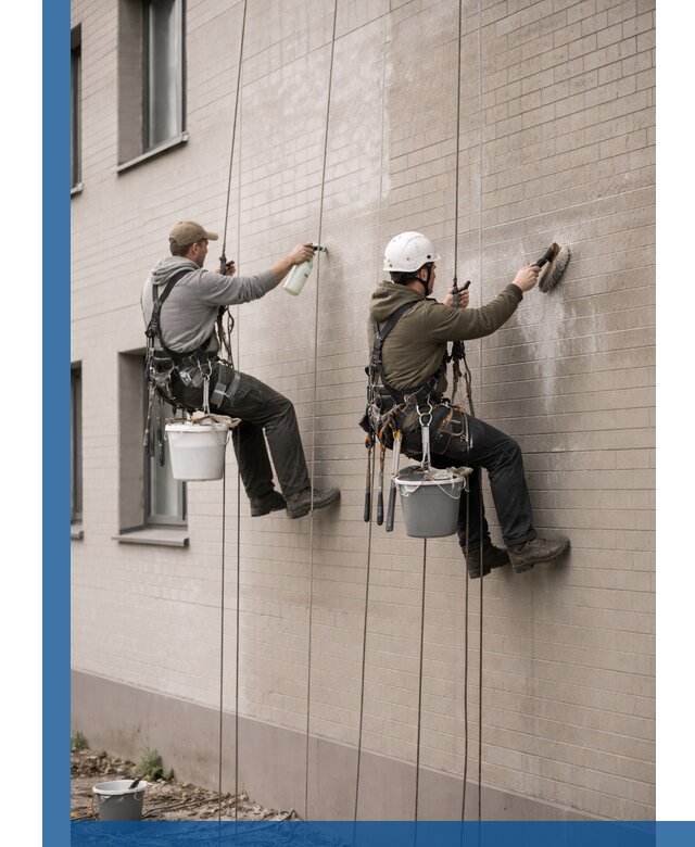 Удаление высолов с фасада зданий в Щербинке без повреждений и следов