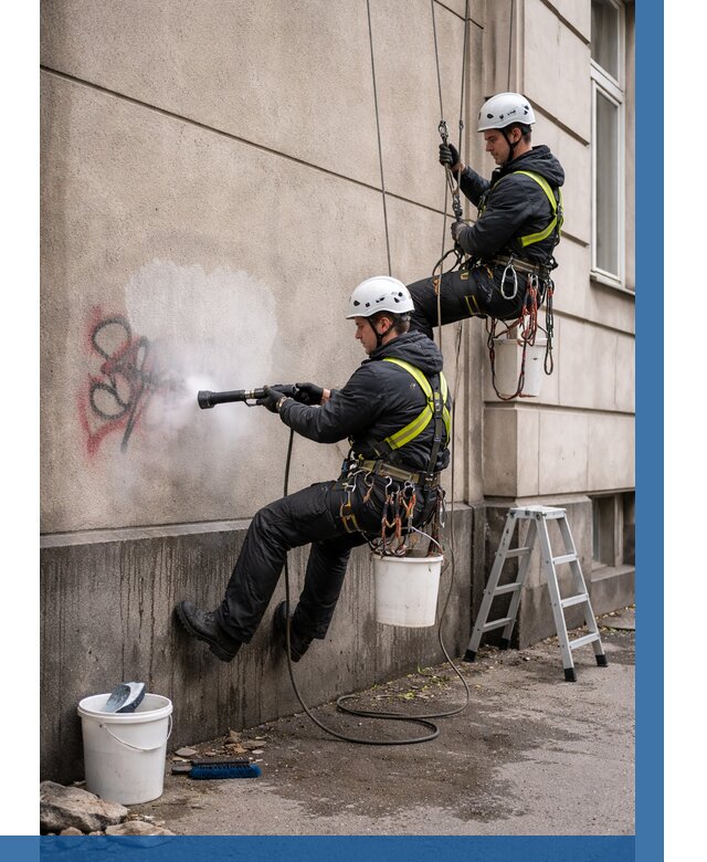 Удаление граффити с фасада в Щербинке от 4582 р. | ВЫСОТНИК-Щрб