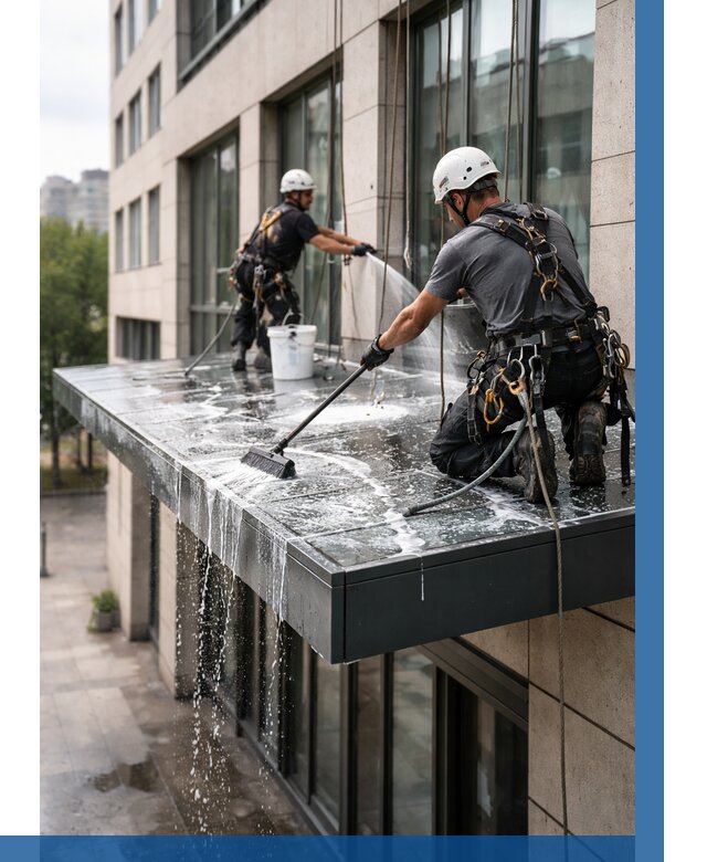 Мойка козырьков и навесов в Щербинке от 3564 р. | ВЫСОТНИК-Щрб