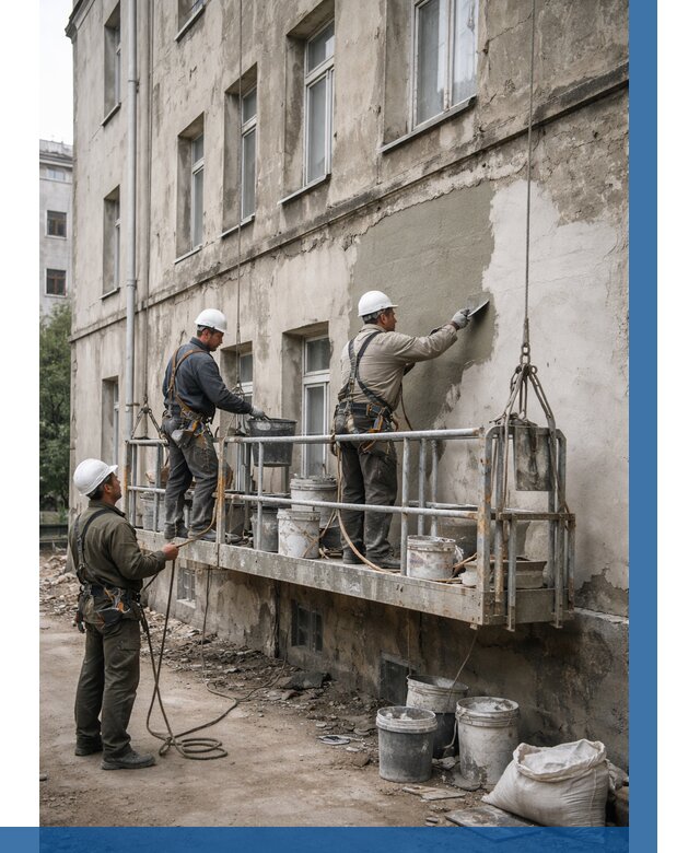 Капитальный ремонт фасада в Щербинке от 4276 р. | ВЫСОТНИК-Щрб