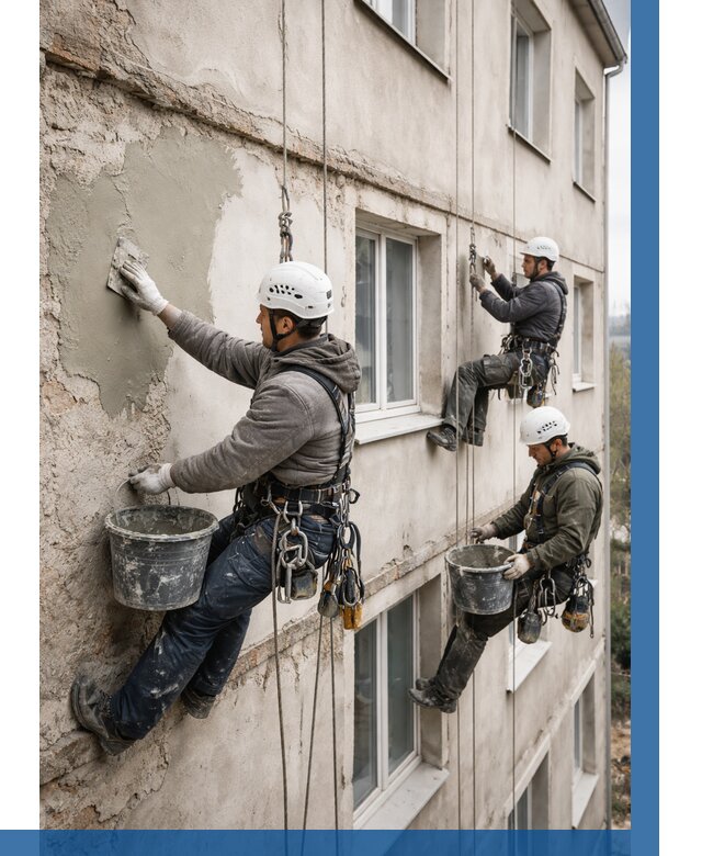 Ремонт штукатурного фасада в Щербинке от 764 р. под ключ | ВЫСОТНИК-Щрб