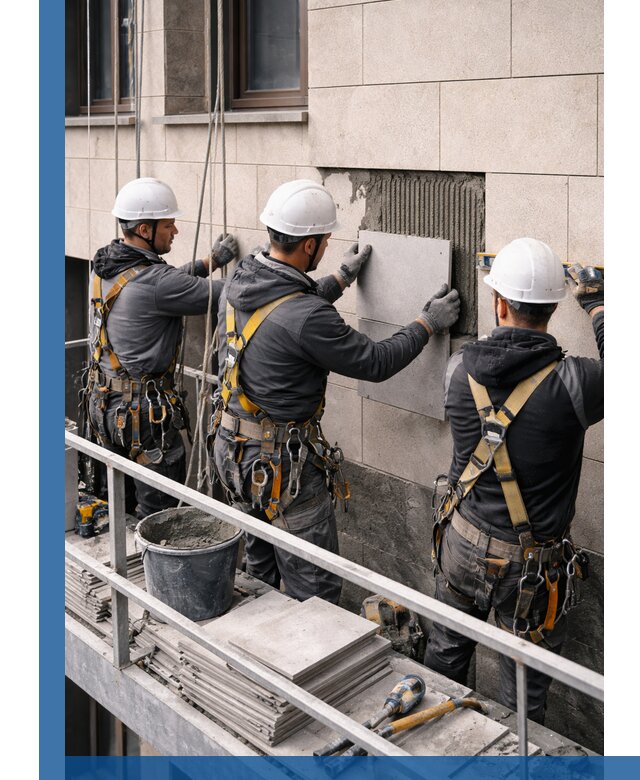 Ремонт облицовки фасада плиткой в Щербинке с гарантией