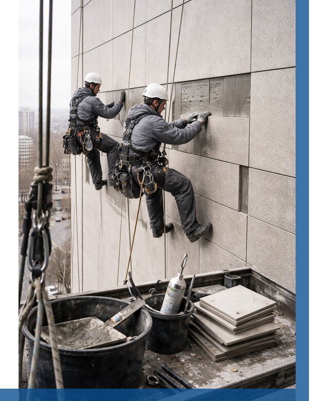 Ремонт фасада из керамогранита в Щербинке от 2546 р. | ВЫСОТНИК-Щрб