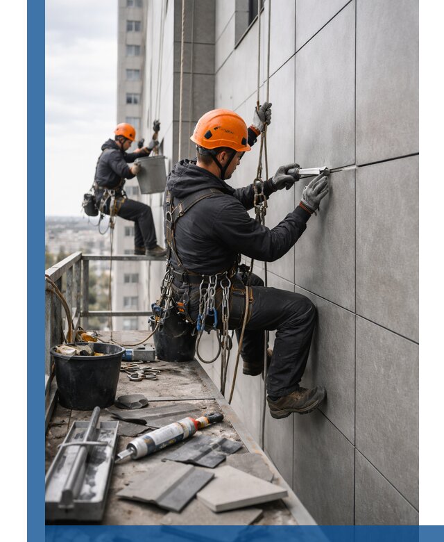 Профессиональный ремонт фасада из керамогранита в Щербинке