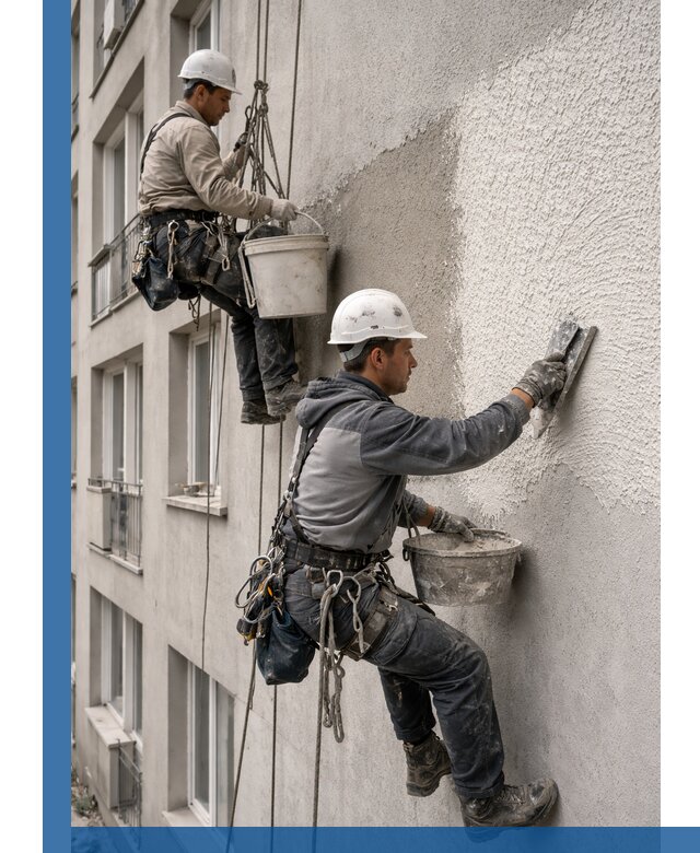 Нанесение декоративной штукатурки короед на фасад в Щербинке