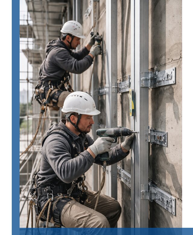 Монтаж и крепление подсистемы вентфасада в Щербинке