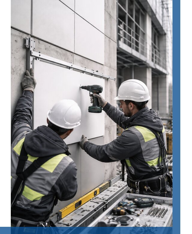 Монтаж композитных панелей фасада в Щербинке от 2546 р. | ВЫСОТНИК-Щрб