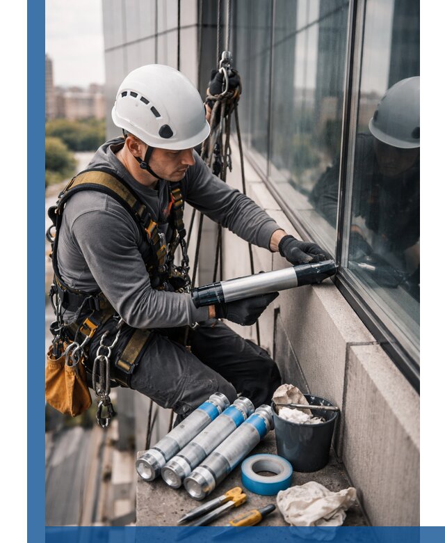 Герметизация стыков витража в Щербинке для герметичных фасадов