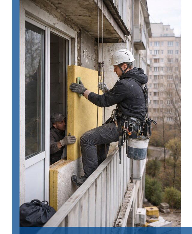 Профессиональное утепление балкона снаружи в Щербинке под ключ
