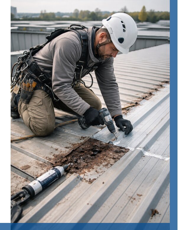 Ремонт профнастила на кровле в Щербинке от 713 р. | ВЫСОТНИК-Щрб