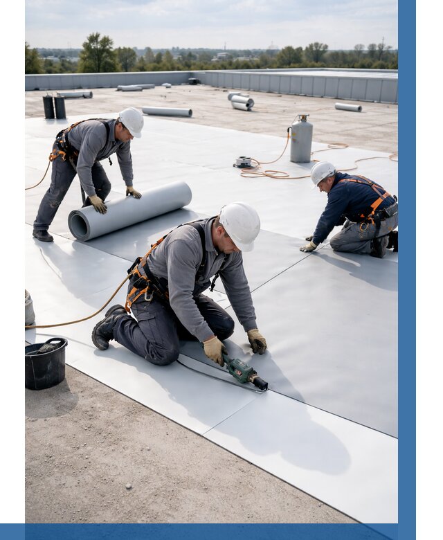 Монтаж мембранной кровли под ключ в Щербинке от 1222 р. | ВЫСОТНИК-Щрб