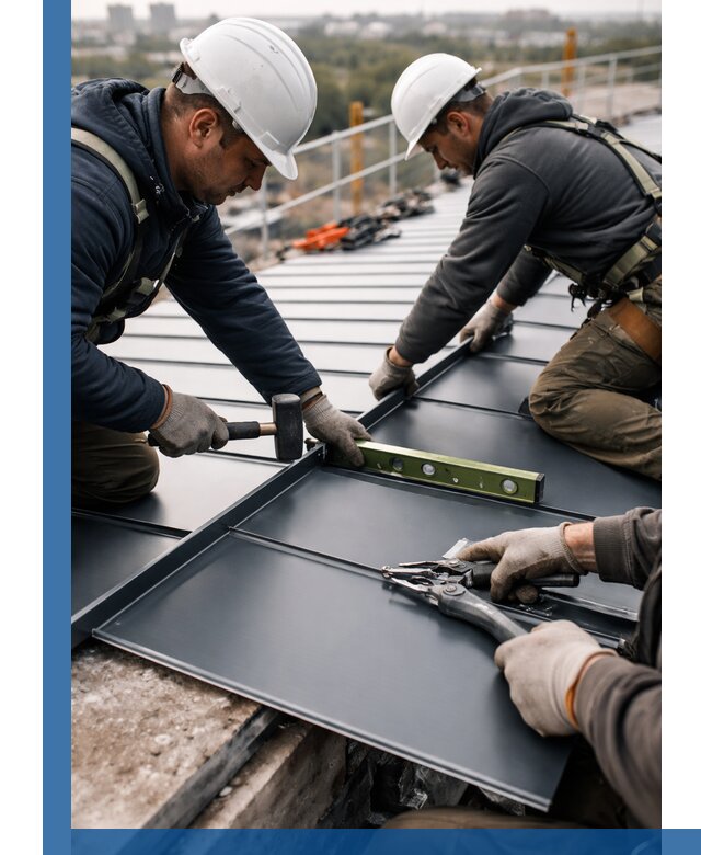 Монтаж фальцевой кровли в Щербинке для промышленных зданий