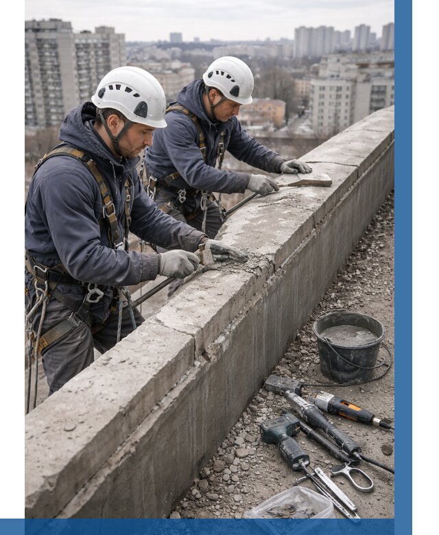 Ремонт парапета на кровле в Щербинке от 1527 р. | ВЫСОТНИК-Щрб