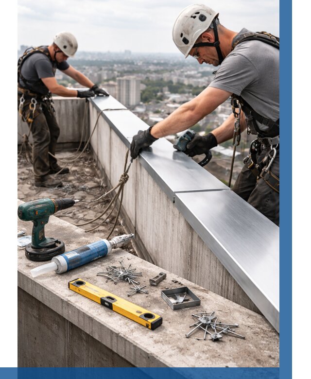 Монтаж парапетных крышек в Щербинке от 815 р. | ВЫСОТНИК-Щрб