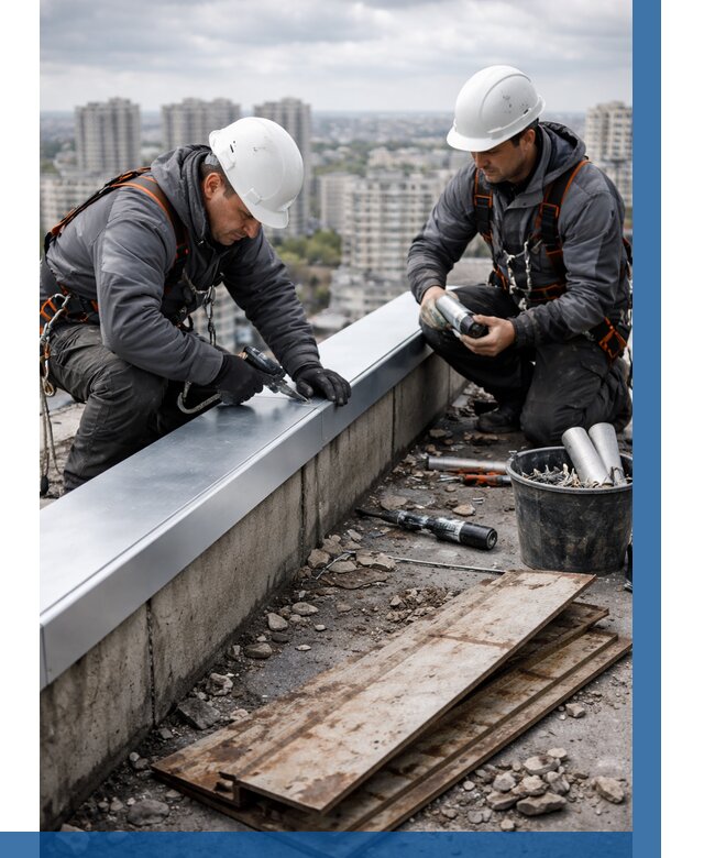 Замена парапетных крышек под ключ в Щербинке от 1222 р. | ВЫСОТНИК-Щрб