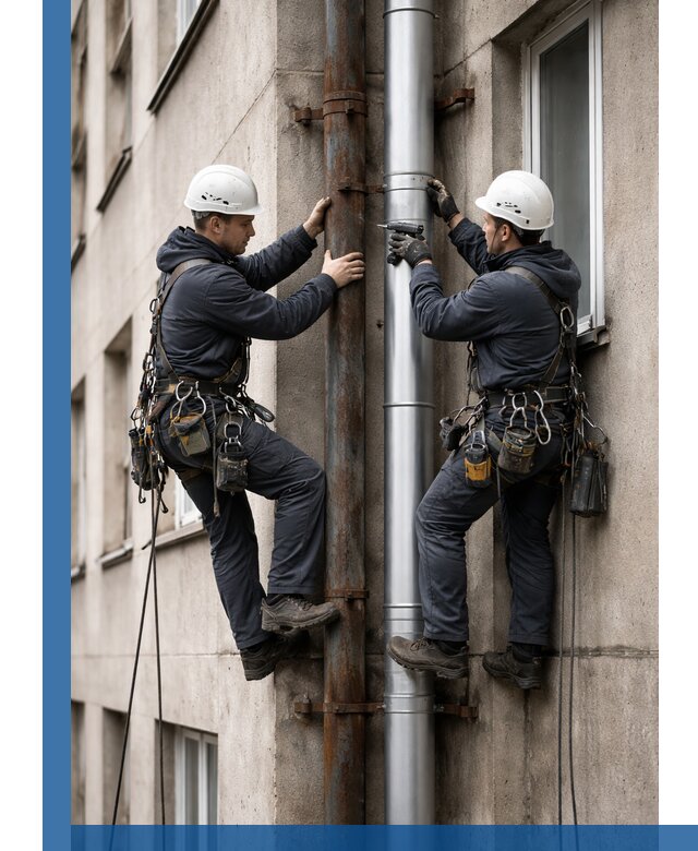Замена водосточных труб в Щербинке: монтаж и демонтаж под ключ