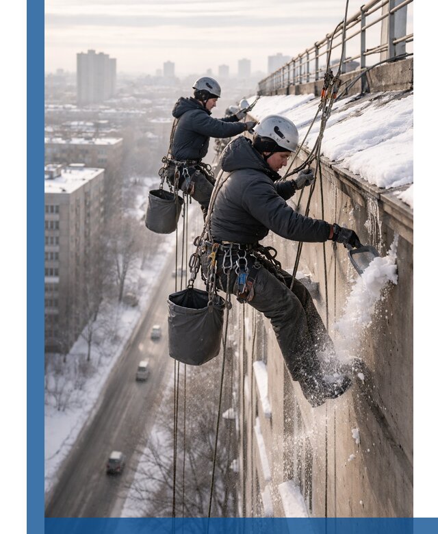 Очистка карнизов от снега в Щербинке профессионально и безопасно