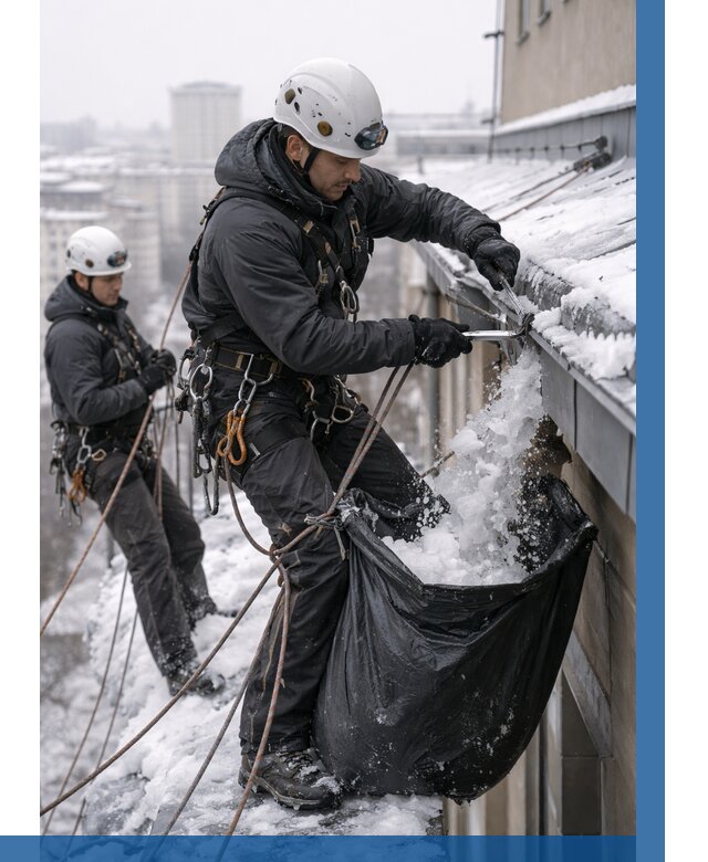 Аварийная очистка крыши в Щербинке под ключ от 305 р. | ВЫСОТНИК-Щрб