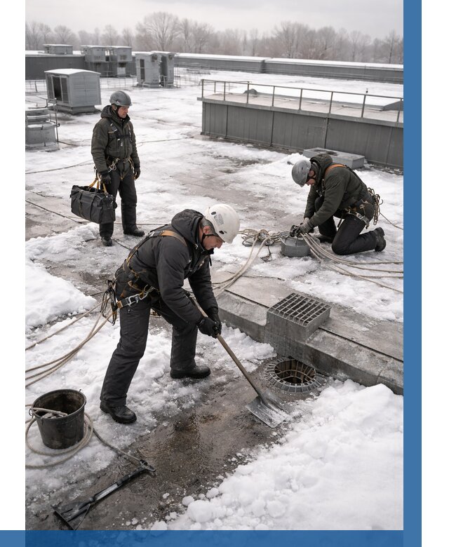 Абонентское обслуживание кровли зимой в Щербинке от 8146 р. | ВЫСОТНИК-Щрб