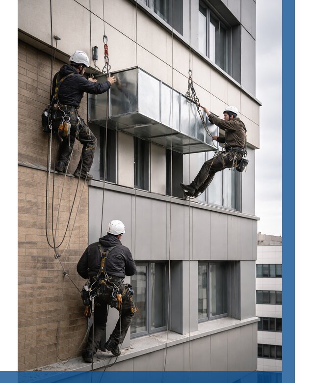 Монтаж воздуховодов на фасаде в Щербинке от 1527 р. | ВЫСОТНИК-Щрб