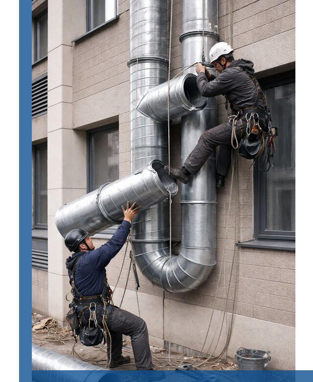 Монтаж фасадных воздуховодов в Щербинке с герметизацией и крепежом