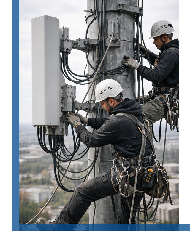 Монтаж оборудования связи на мачте в Щербинке с пусконаладкой