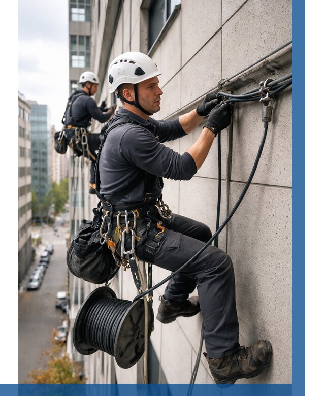 Прокладка кабеля по фасаду в Щербинке от 356 р. | ВЫСОТНИК-Щрб