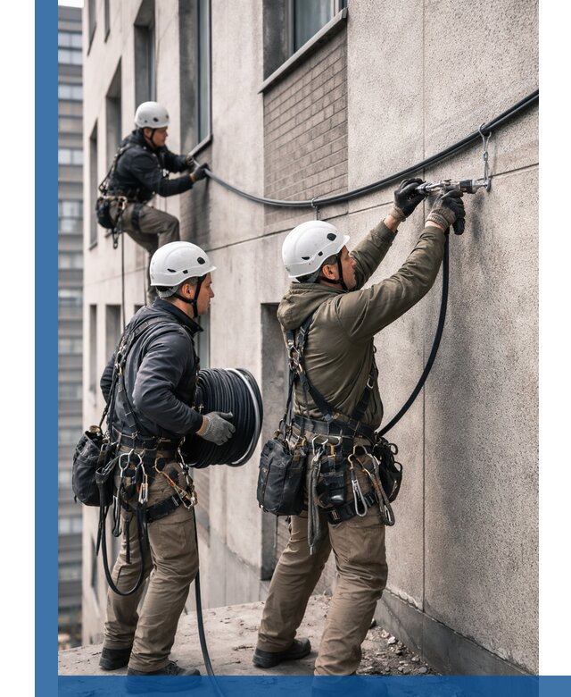 Прокладка кабеля по фасаду в Щербинке, профессиональный монтаж