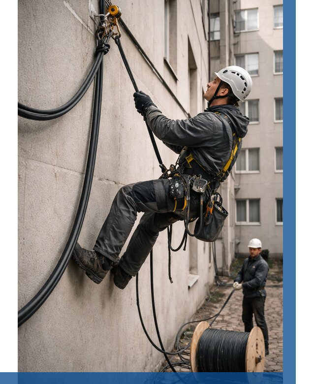 Протяжка кабеля питания на высоте в Щербинке от 458 р. | ВЫСОТНИК-Щрб