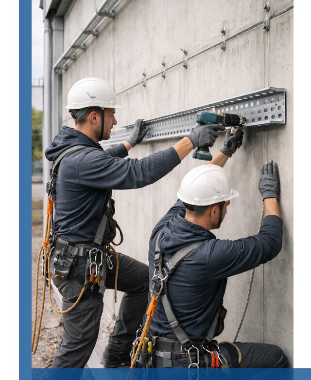 Монтаж кабельных лотков на фасаде зданий в Щербинке с гарантией