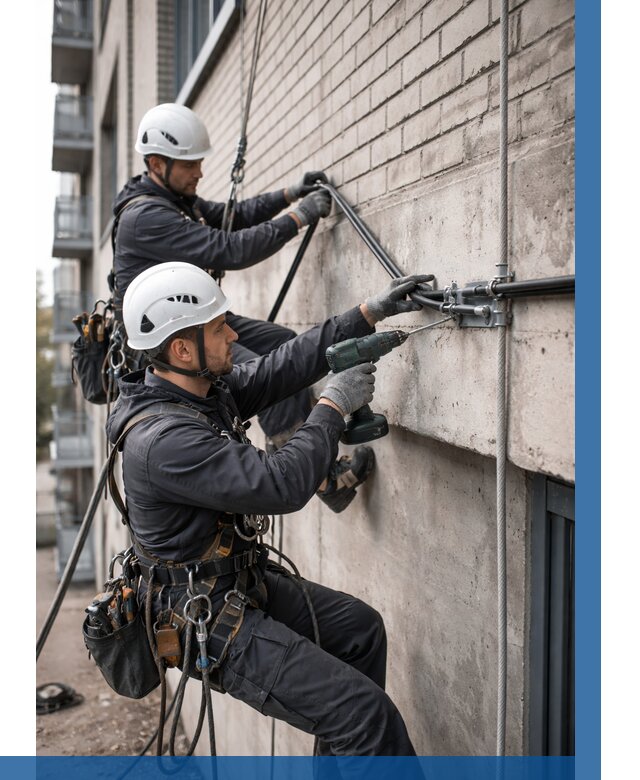 Крепление кабеля на фасаде в Щербинке от 356 р. | ВЫСОТНИК-Щрб