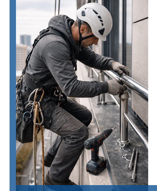 Монтаж ограждений на высоте в Щербинке для зданий и конструкций