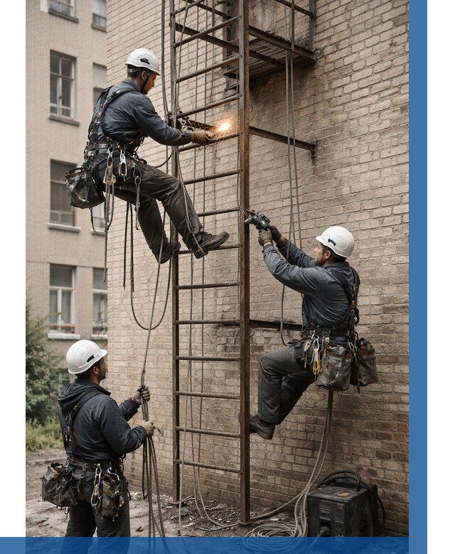 Ремонт пожарной лестницы в Щербинке от 7637 р. | ВЫСОТНИК-Щрб