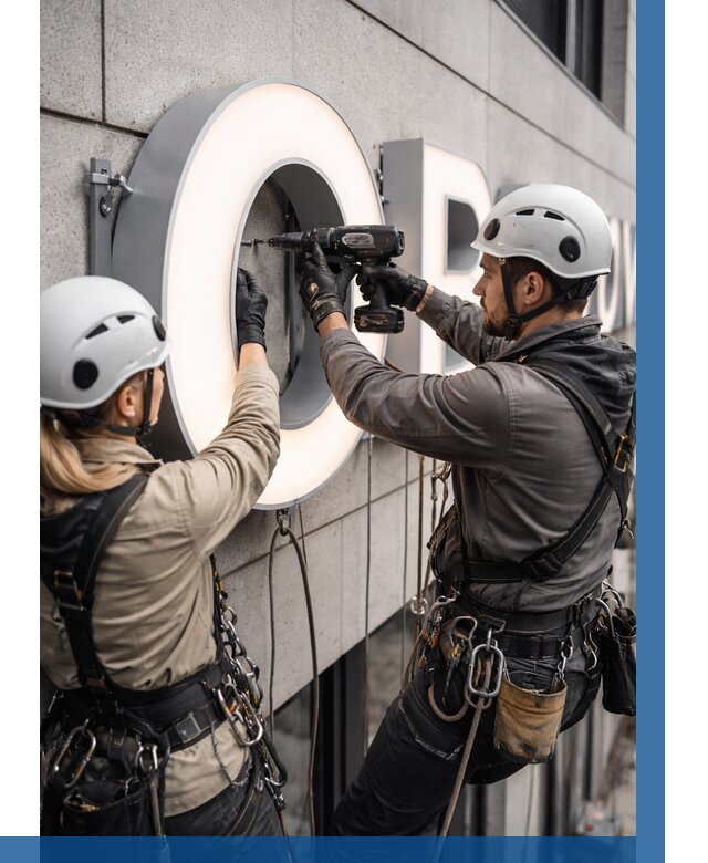 Монтаж световых букв в Щербинке от 3055 р. под ключ ВЫСОТНИК-Щрб