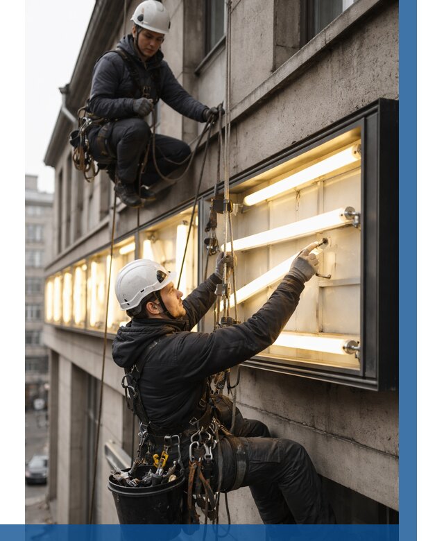 Замена ламп в вывеске в Щербинке под ключ от 3564 р. | ВЫСОТНИК-Щрб