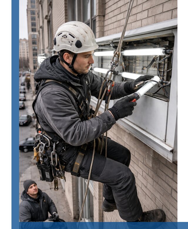 Профессиональная замена ламп в наружной вывеске в Щербинке