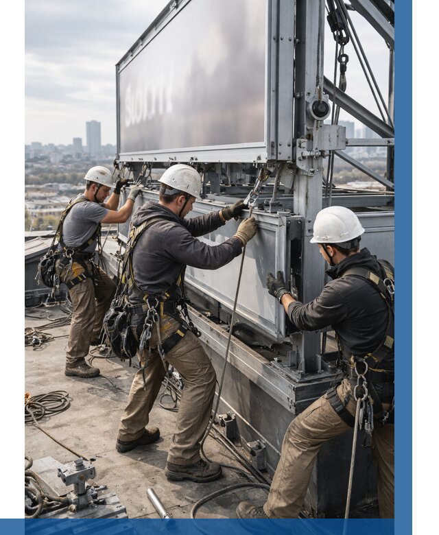 Монтаж крышной рекламной конструкции в Щербинке от 61092 р.|ВЫСОТНИК-Щрб