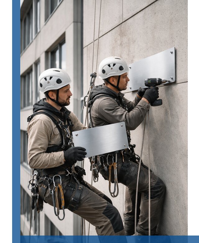 Монтаж табличек и указателей в Щербинке для зданий и сооружений