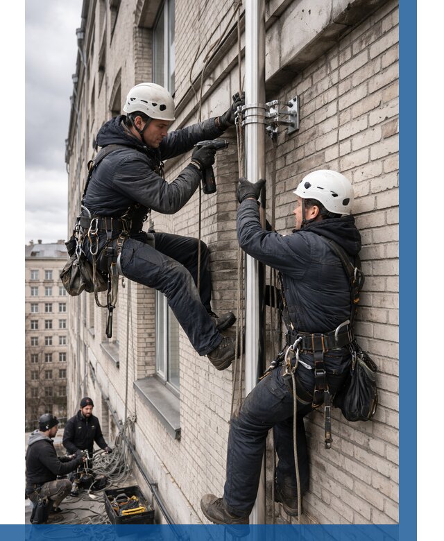 Монтаж флагштока на здании в Щербинке от 6618 р. | ВЫСОТНИК-Щрб