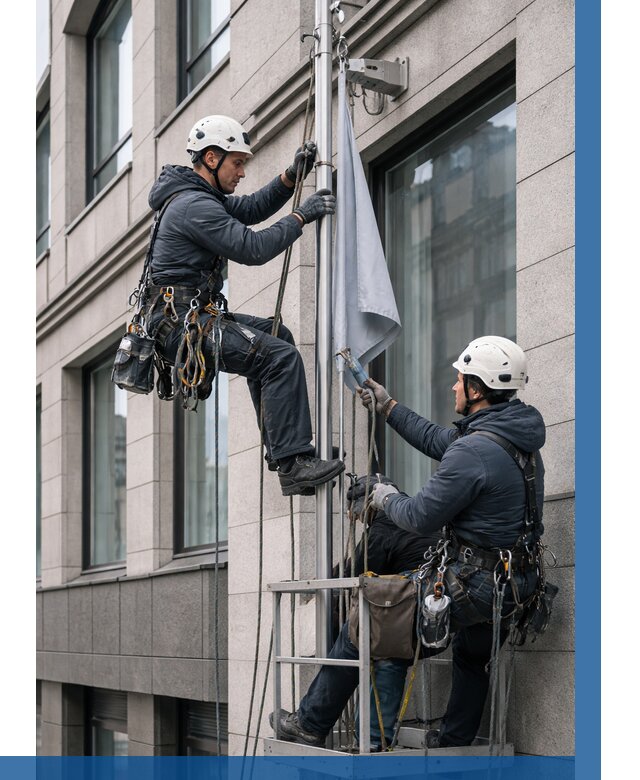 Установка флагов на фасаде в Щербинке от 4582 р. | ВЫСОТНИК-Щрб