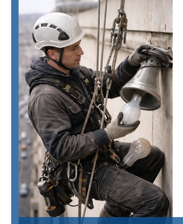 Замена ламп на высоте в Щербинке профессионально и быстро