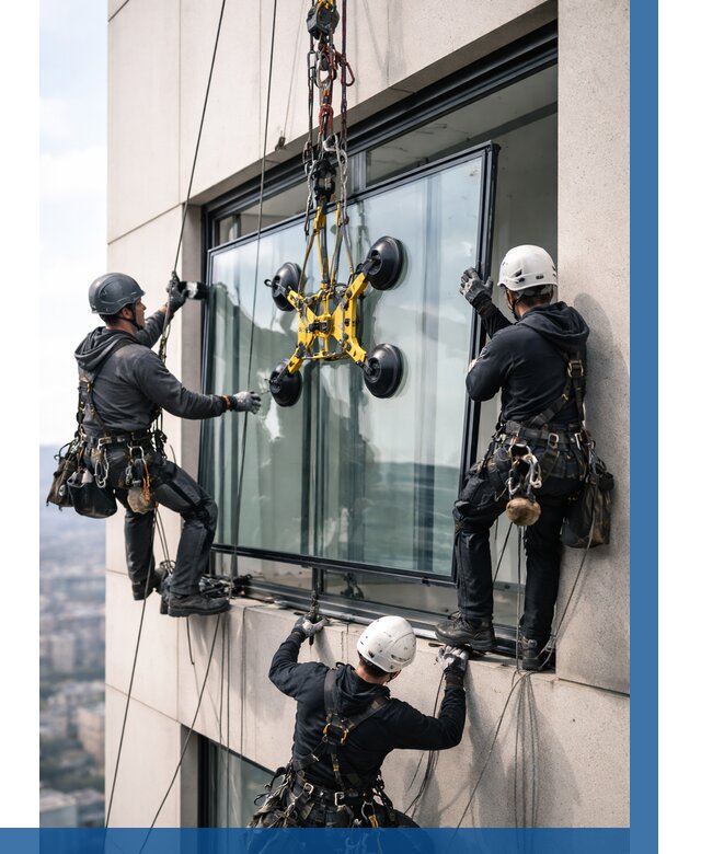 Монтаж стеклопакетов на высоте в Щербинке от 3258 р. | ВЫСОТНИК-Щрб