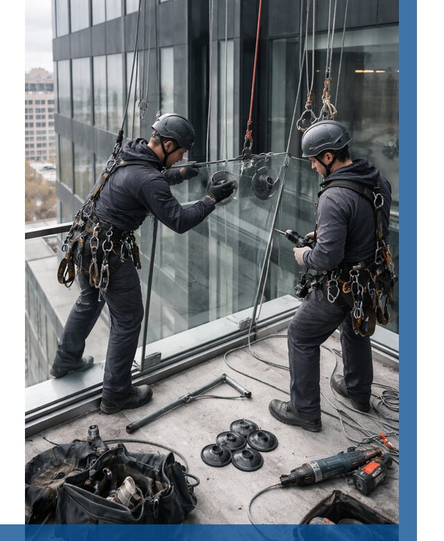 Монтаж стеклянных ограждений в Щербинке от 2546 р. | ВЫСОТНИК-Щрб