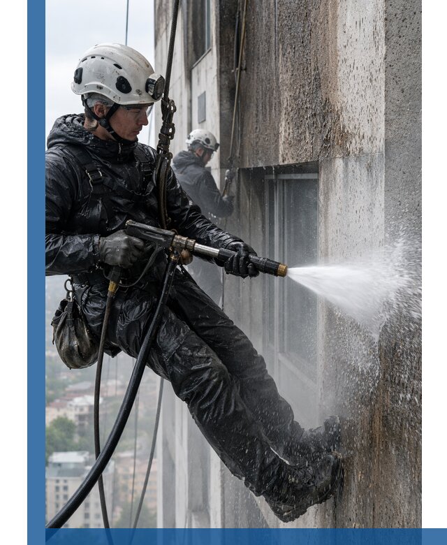 Гидроструйная очистка фасадов и конструкций в Щербинке