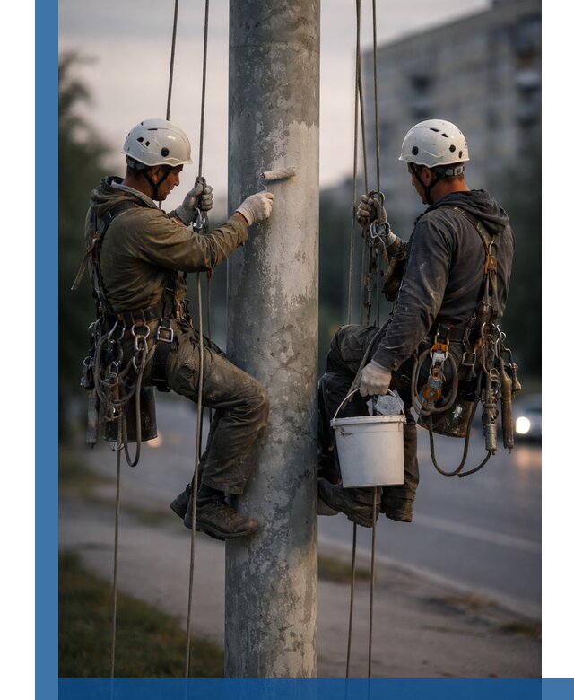 Покраска опор освещения и антикоррозийная защита в Щербинке