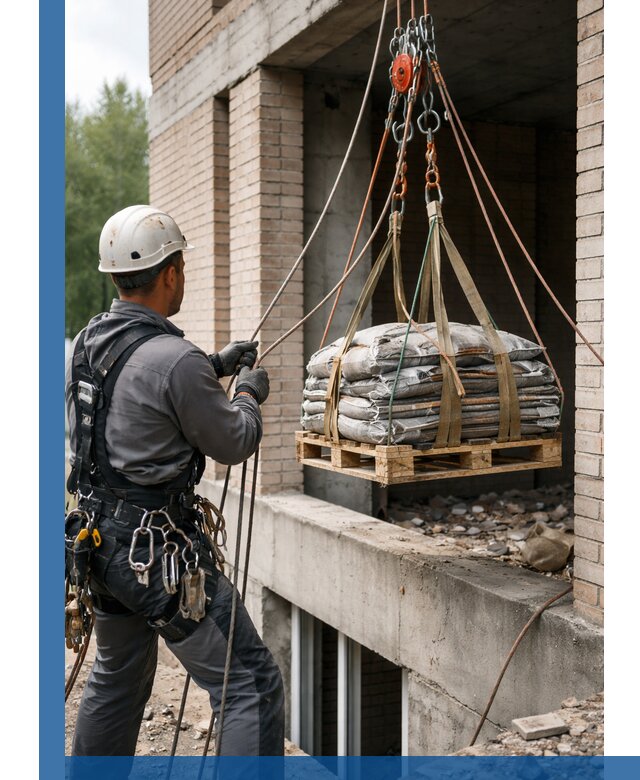 Подъем материалов на этаж веревками в Щербинке оперативно