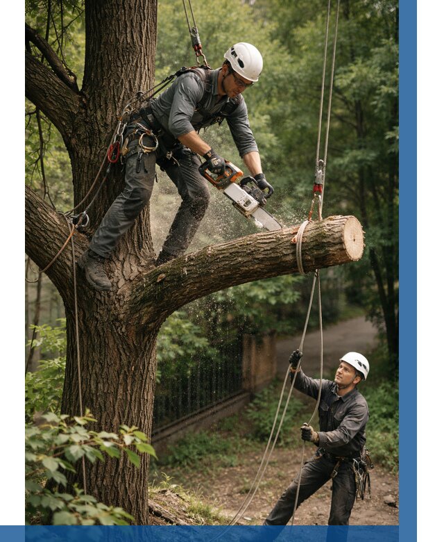 Спил деревьев альпинистами в Щербинке от 8146 р. | ВЫСОТНИК-Щрб